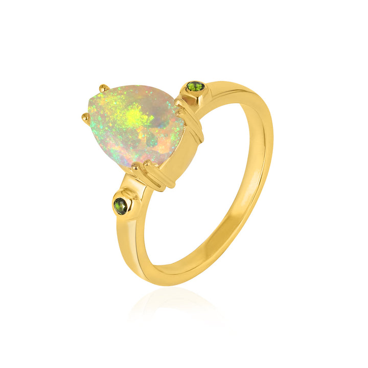Ethiopian Opal and Chrome Diopside Ring
