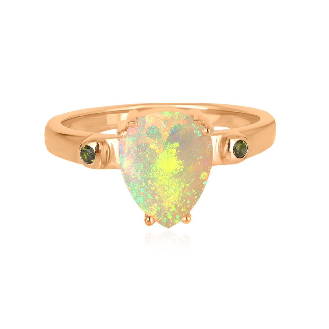 Ethiopian Opal and Chrome Diopside Ring