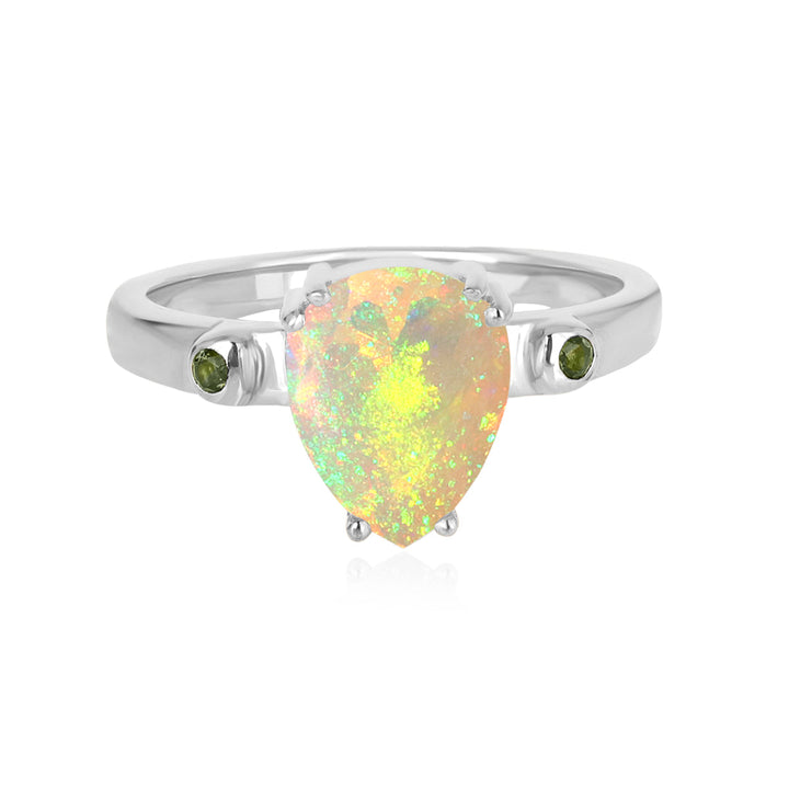 Ethiopian Opal and Chrome Diopside Ring