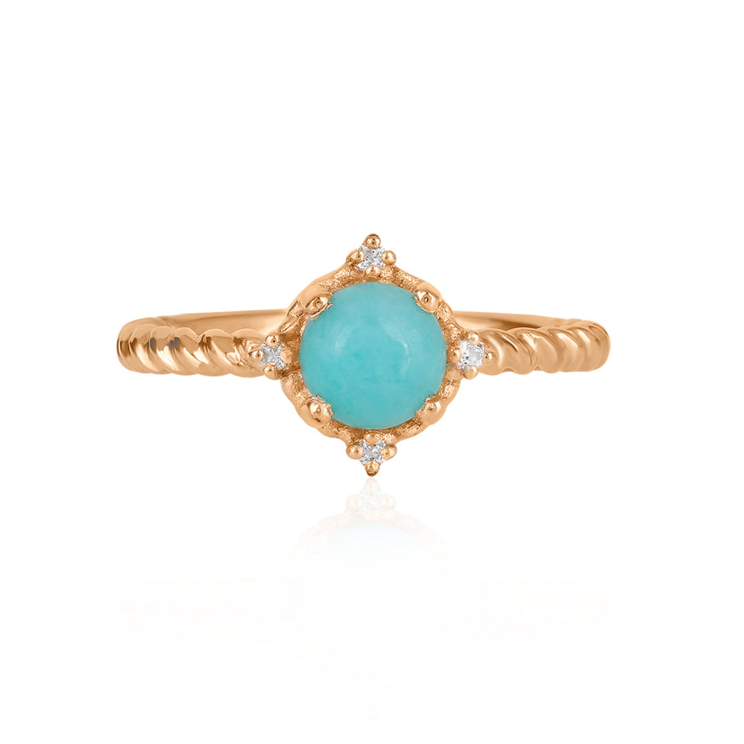 Amazonite with White Topaz Silver Ring