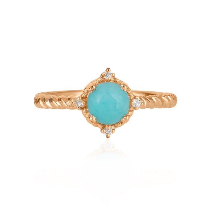 Amazonite with White Topaz Silver Ring