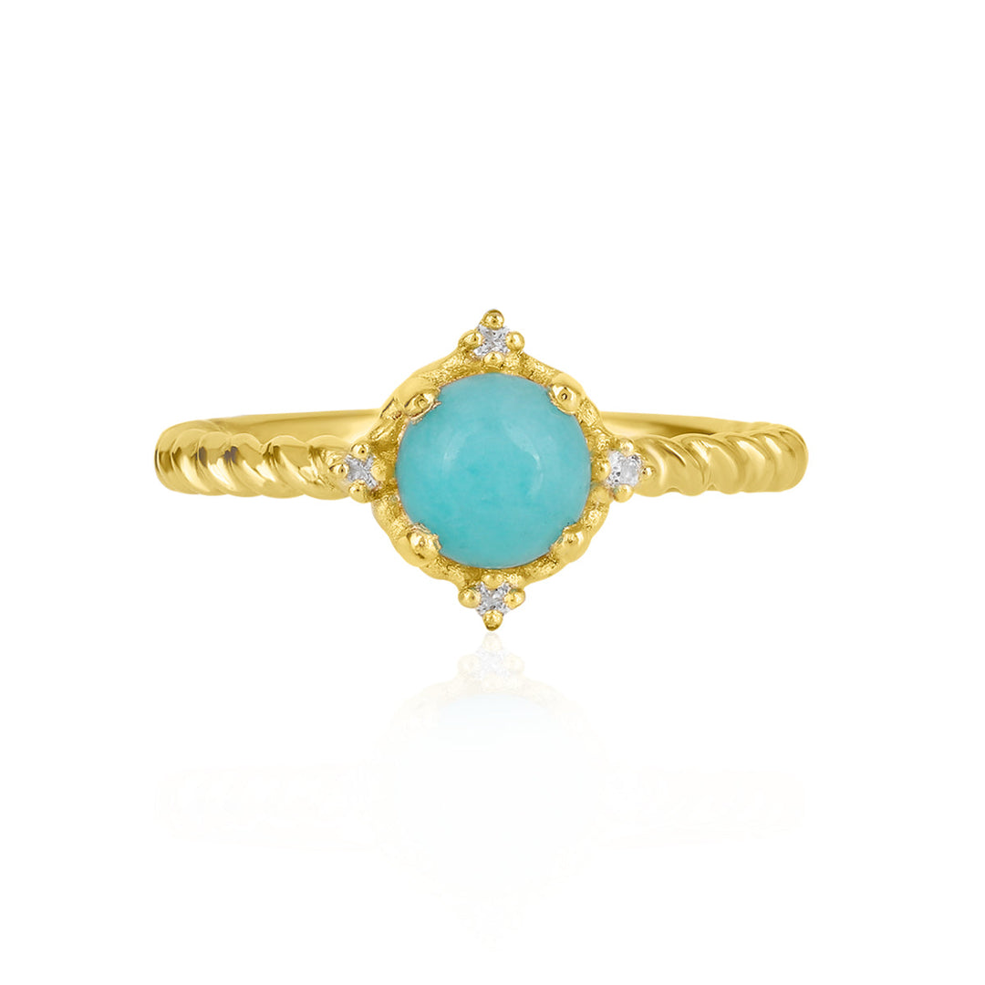 Amazonite with White Topaz Silver Ring