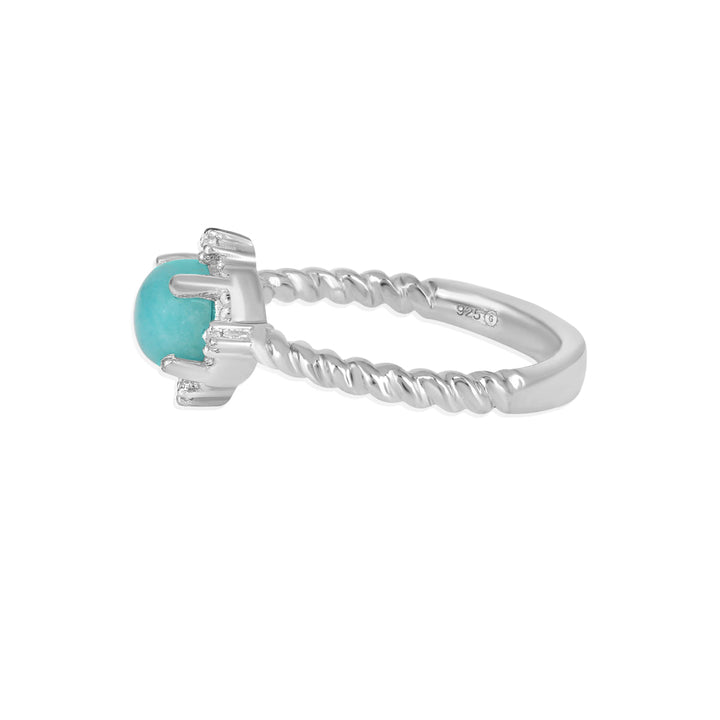 Amazonite with White Topaz Silver Ring