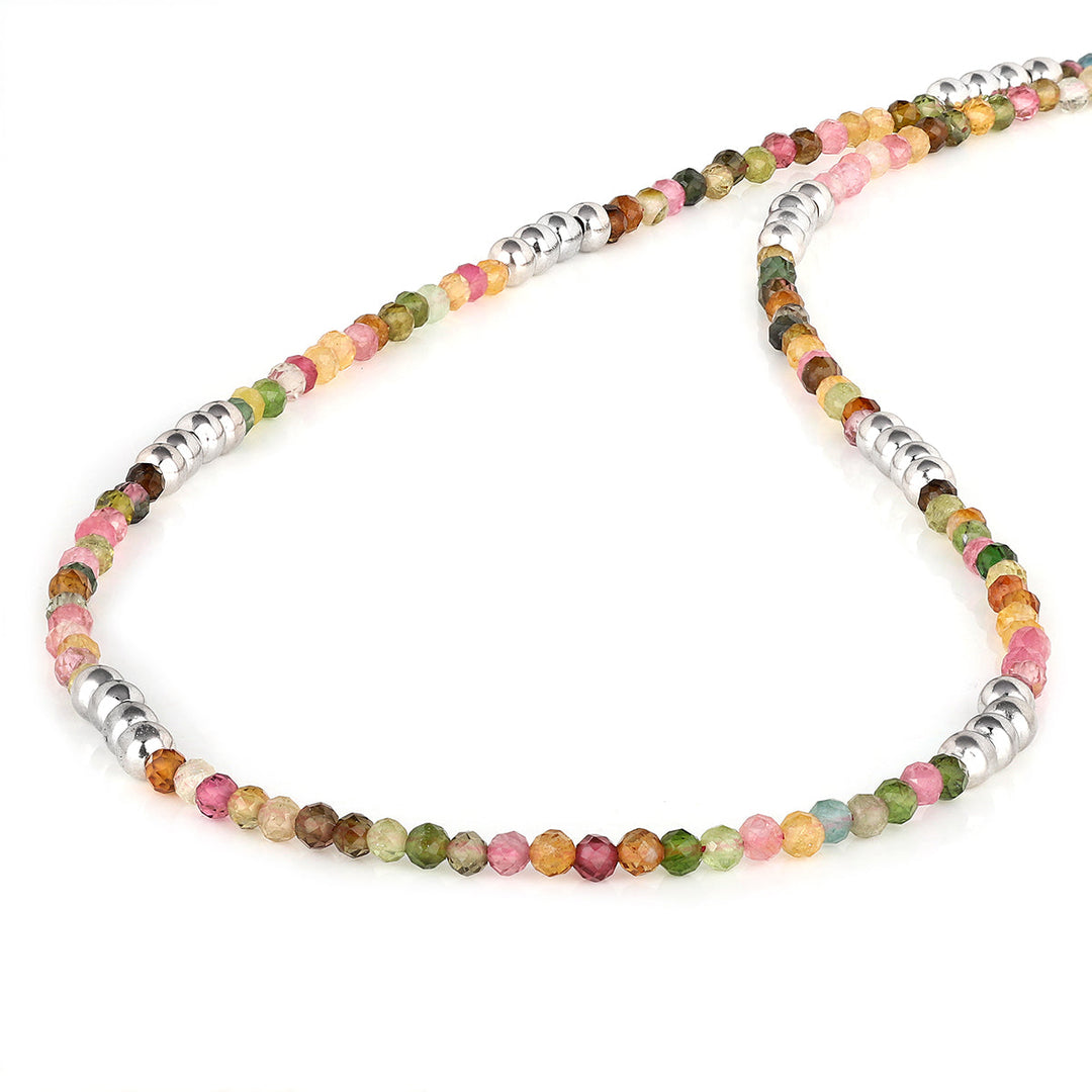 Multi Tourmaline Silver Necklace