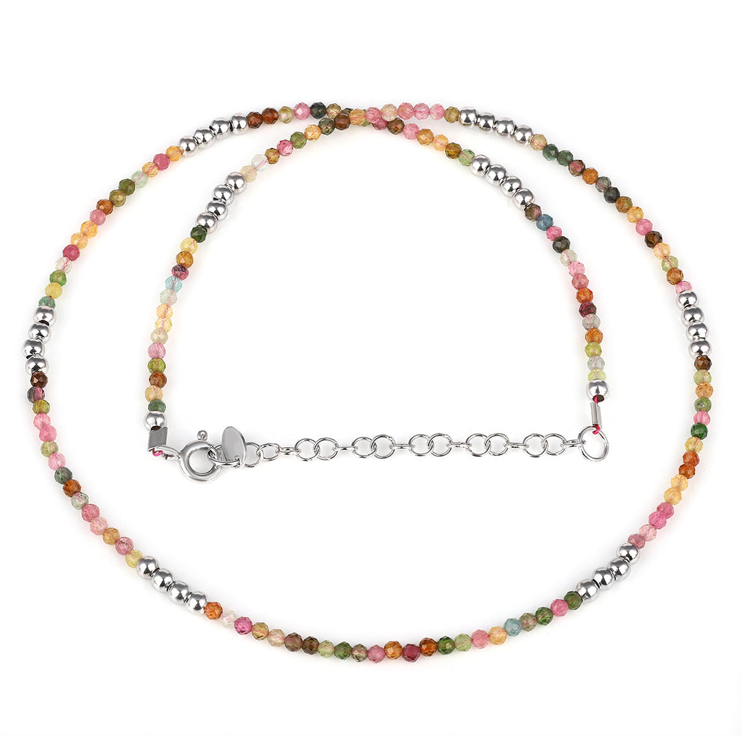 Multi Tourmaline Silver Necklace