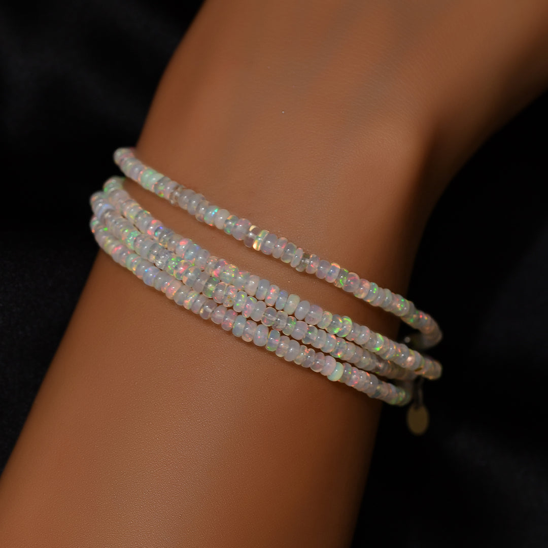 Ethiopian Opal Layered Silver Bracelet