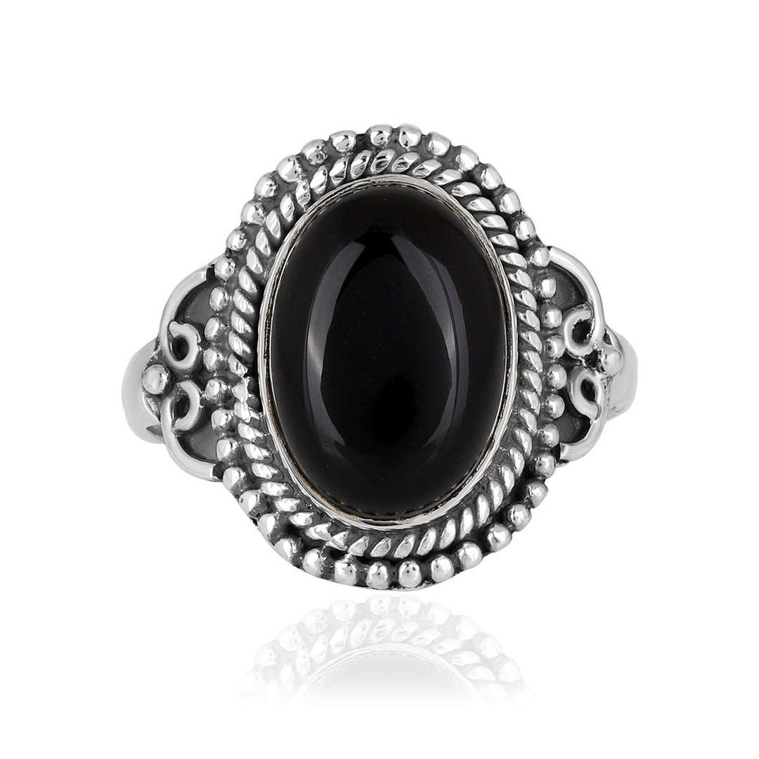 Black Onyx Cabochon Handmade Silver Ring