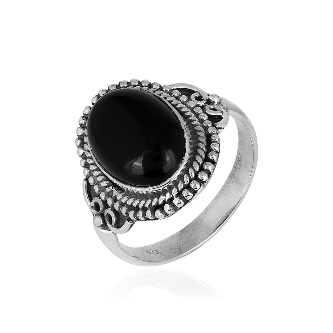 Black Onyx Cabochon Handmade Silver Ring