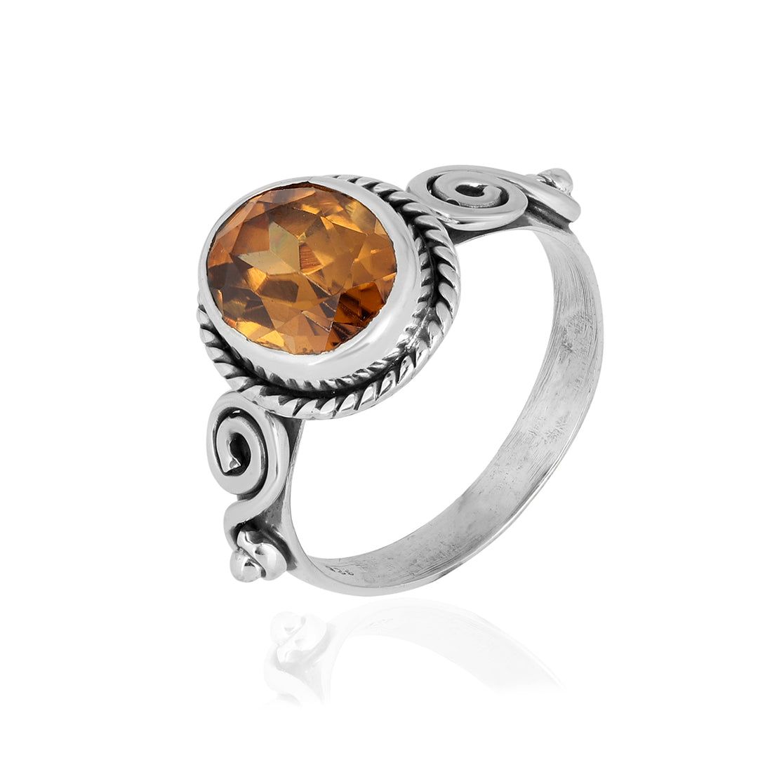 Champagne Zircon Handmade Silver Ring