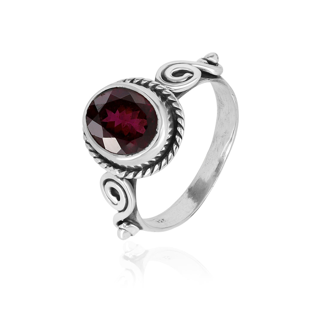 Garnet Handmade Silver Ring