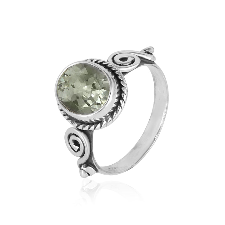 Green Amethyst Handmade Silver Ring