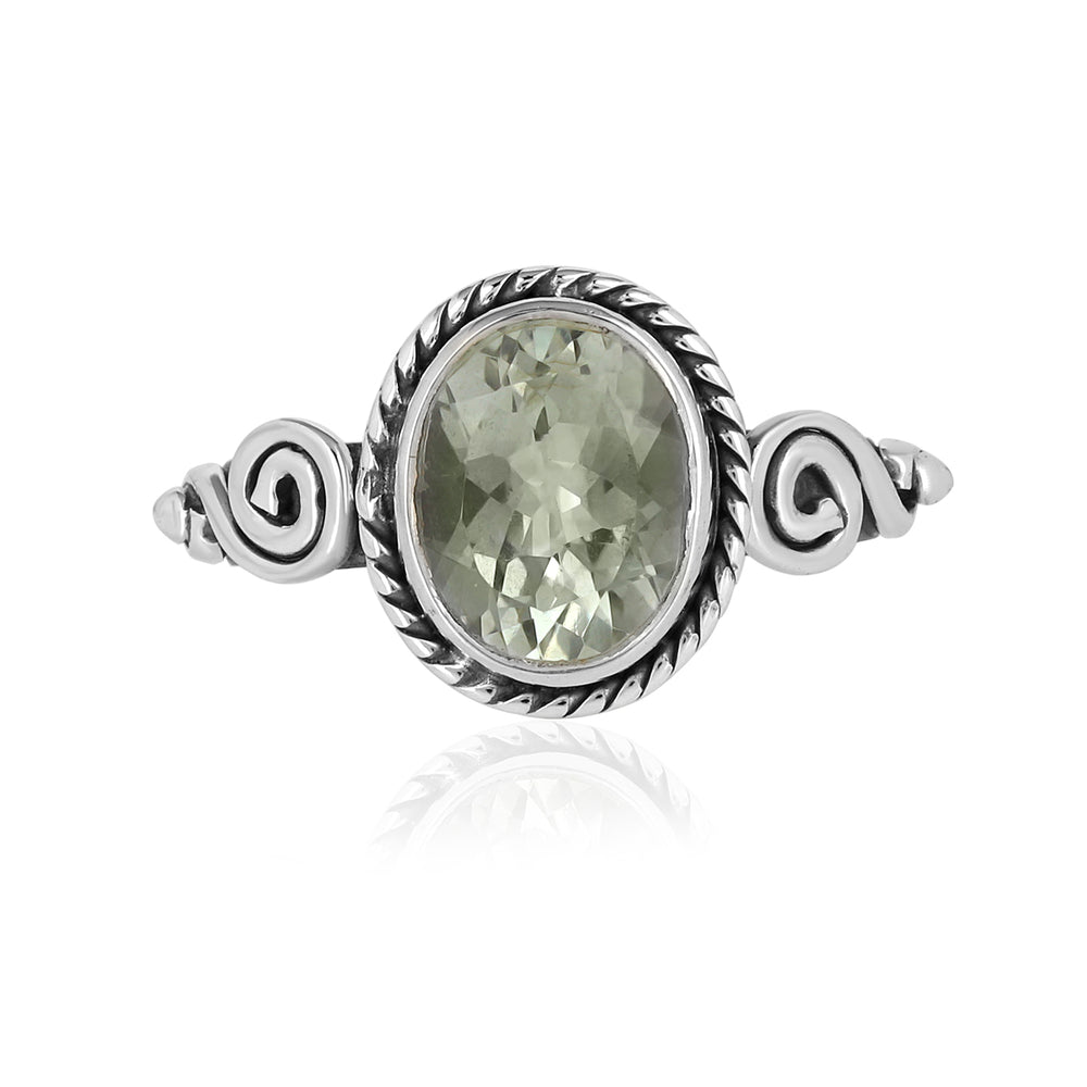 Green Amethyst Handmade Silver Ring