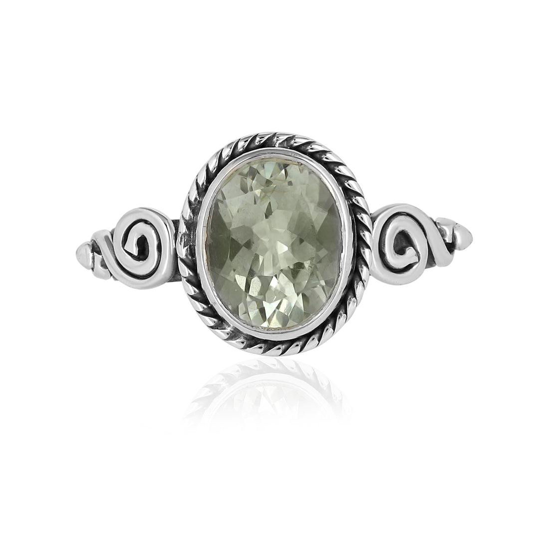 Green Amethyst Handmade Silver Ring