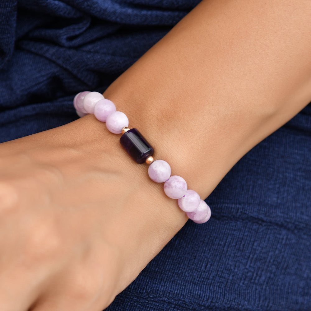 Kunzite and Amethyst Stretch Bracelet