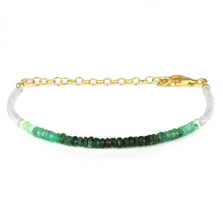 Emerald and White Topaz Silver Bracelet