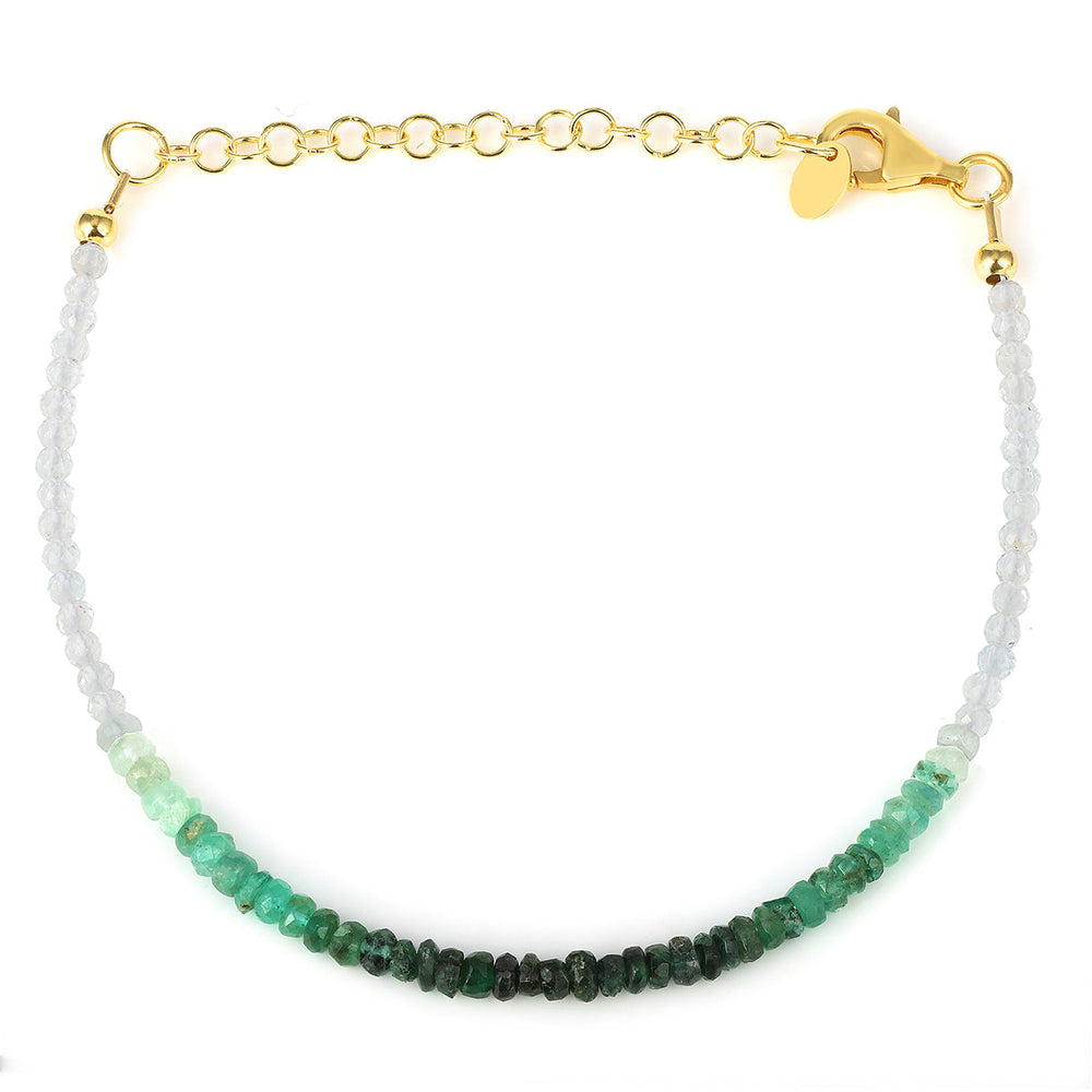 Emerald and White Topaz Silver Bracelet