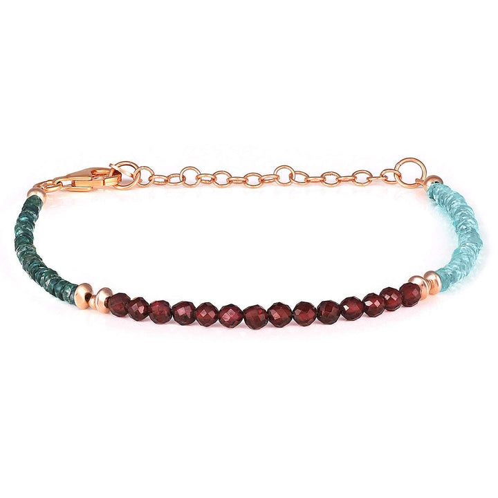 Apatite, Garnet and Sapphire Silver Bracelet