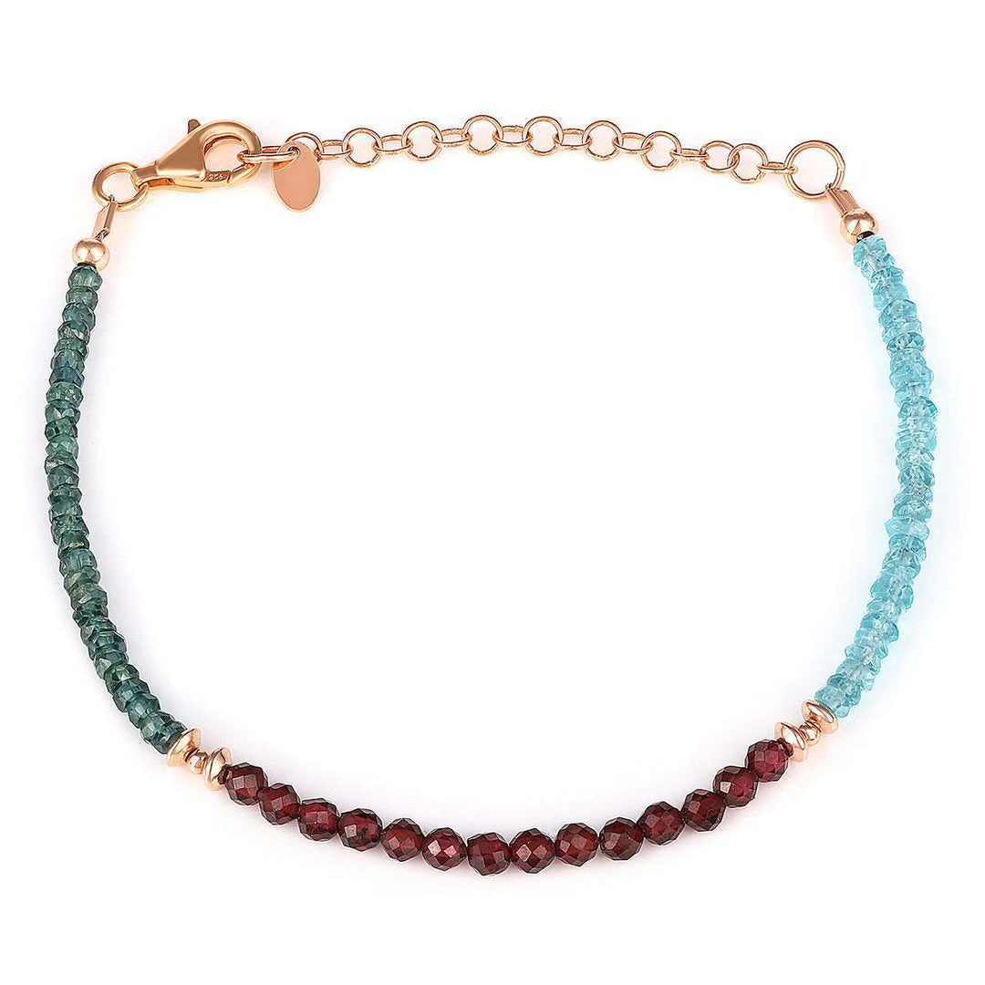 Apatite, Garnet and Sapphire Silver Bracelet