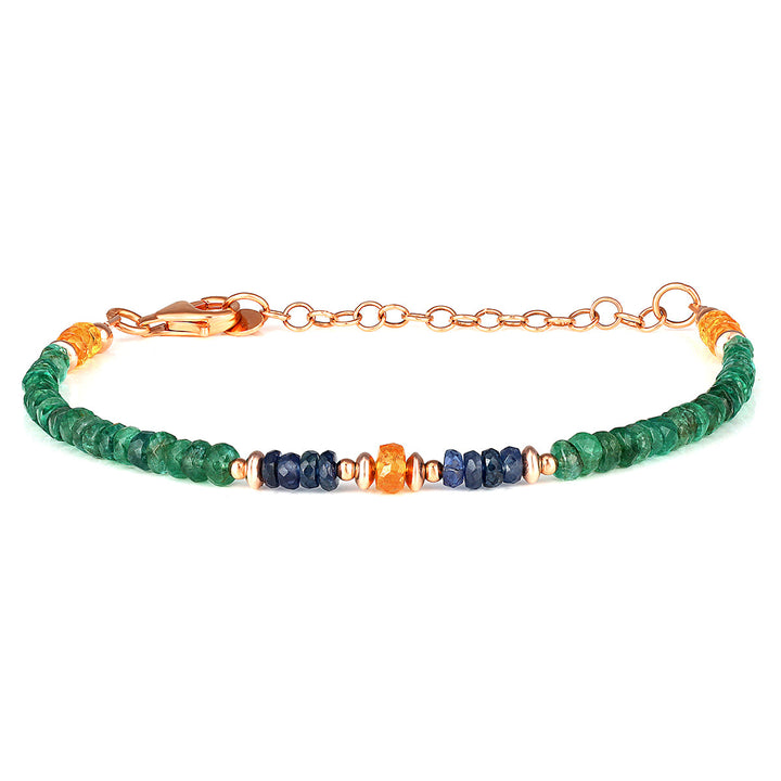 Emerald, Garnet and Sapphire Silver Bracelet