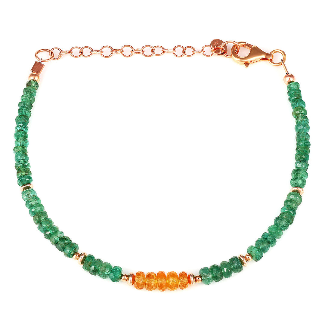 Emerald and Mandarin Garnet Silver Bracelet