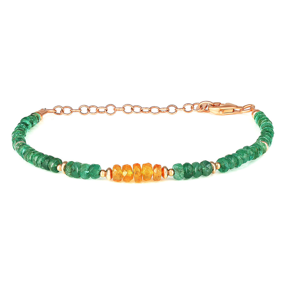 Emerald and Mandarin Garnet Silver Bracelet