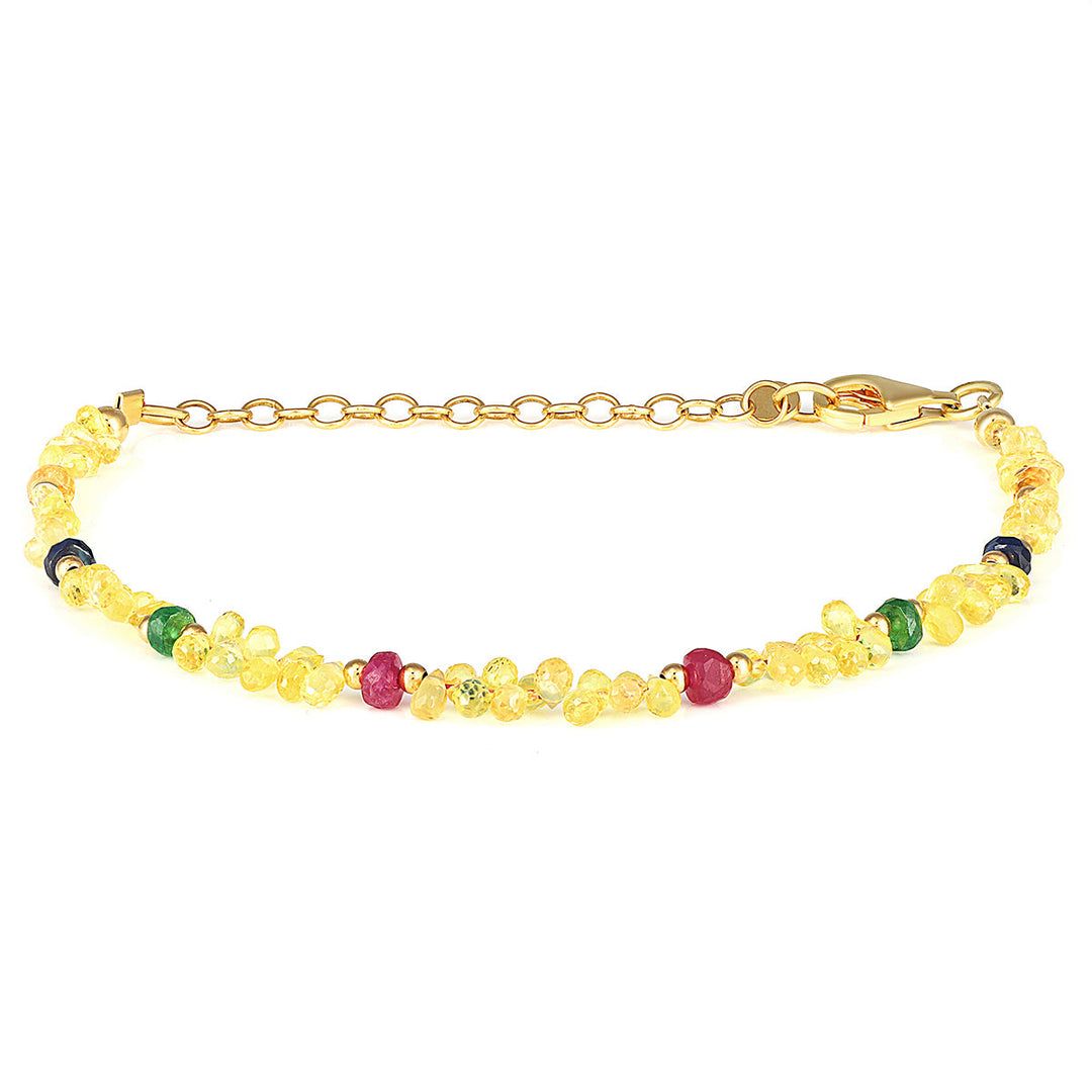 Yellow Sapphire Beads Silver Bracelet