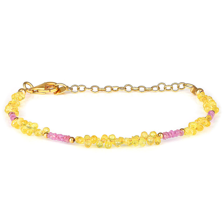 Yellow and Pink Sapphire Silver Bracelet