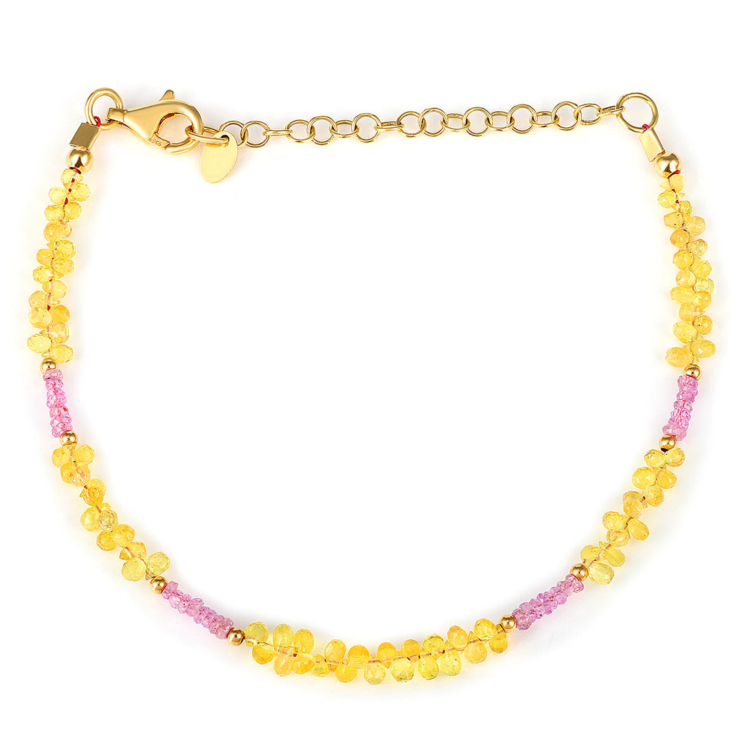 Yellow and Pink Sapphire Silver Bracelet