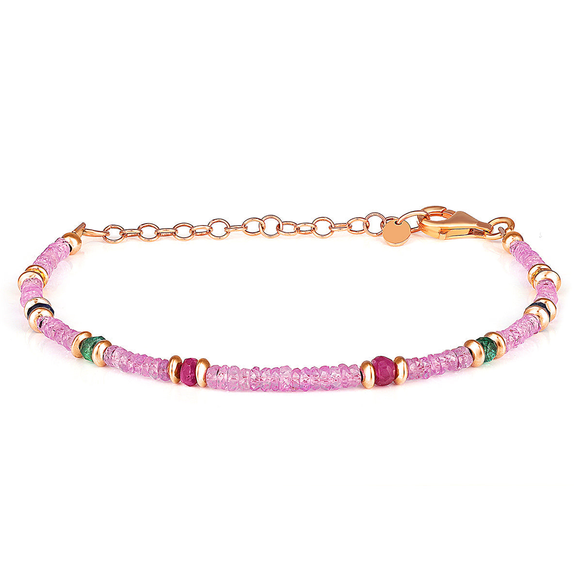 Pink and Blue Sapphire, Ruby, Emerald & Garnet Bracelet