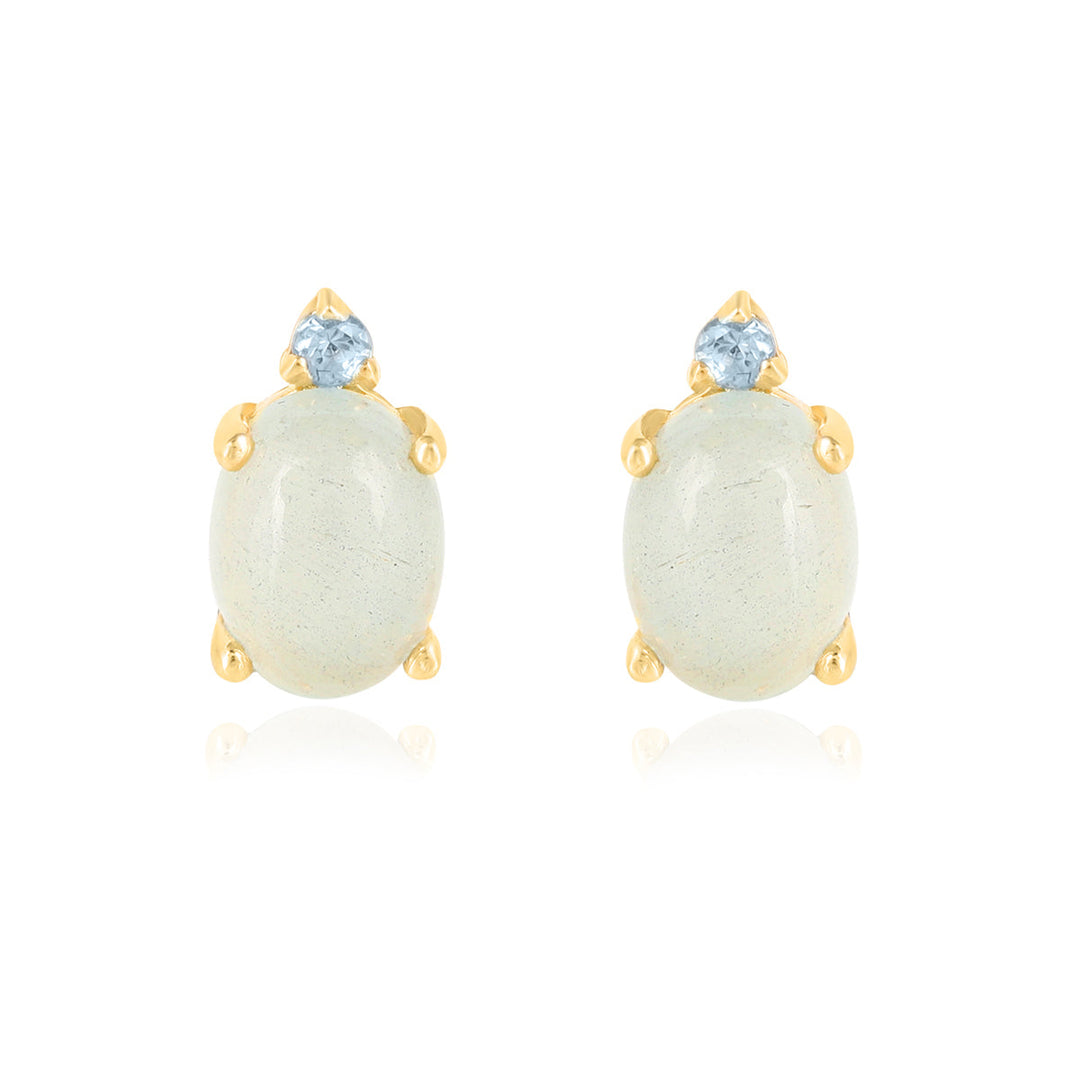 Aquamarine with Santa Maria Silver Stud Earrings