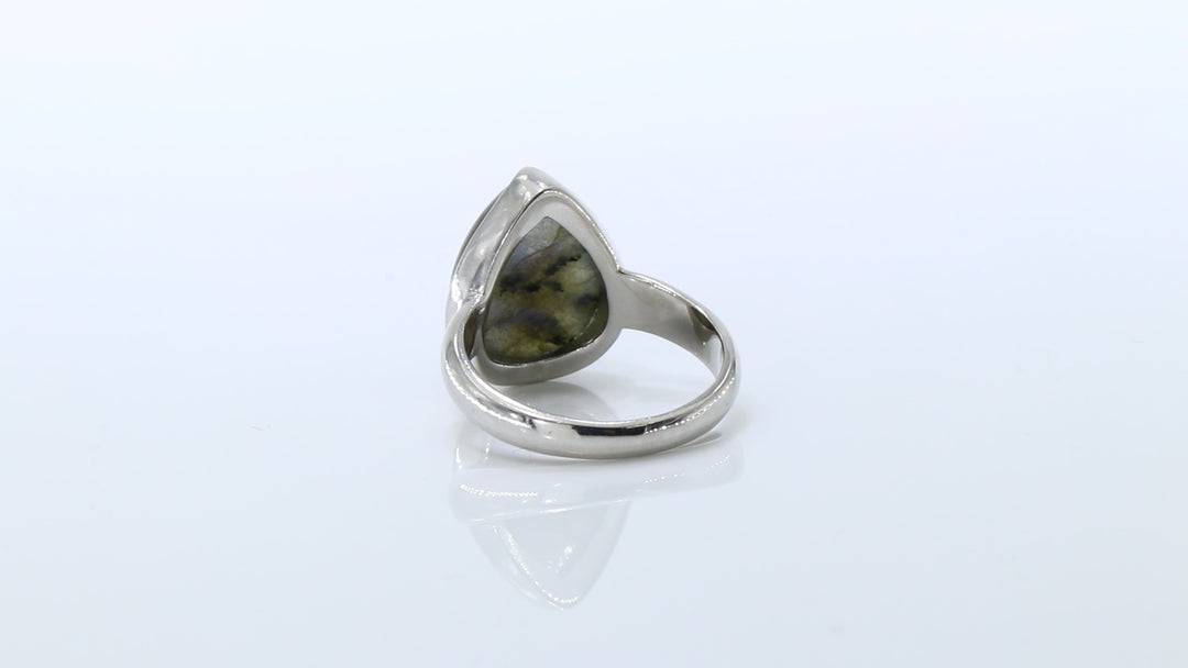 Labradorite Pear Cabochon Silver Ring