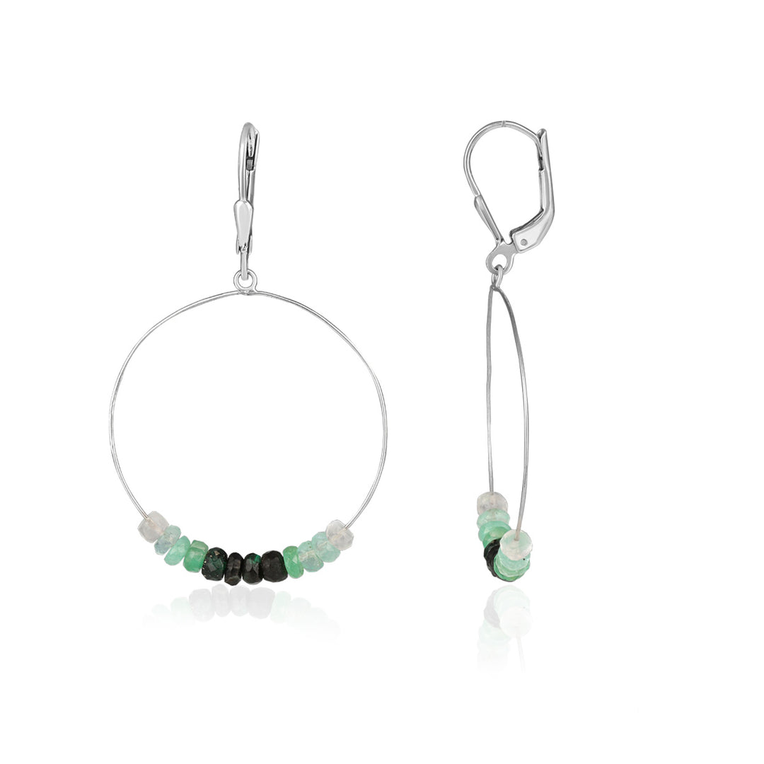 Shaded Emerald Hoop Dangle Earrings