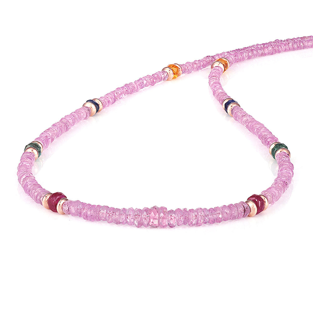 Sterling Silver Multi Gemstone Beads Necklace