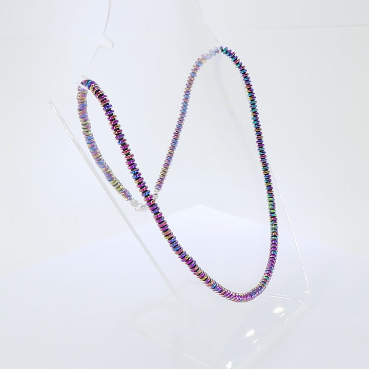 Rainbow Hematite Silver Choker Necklace