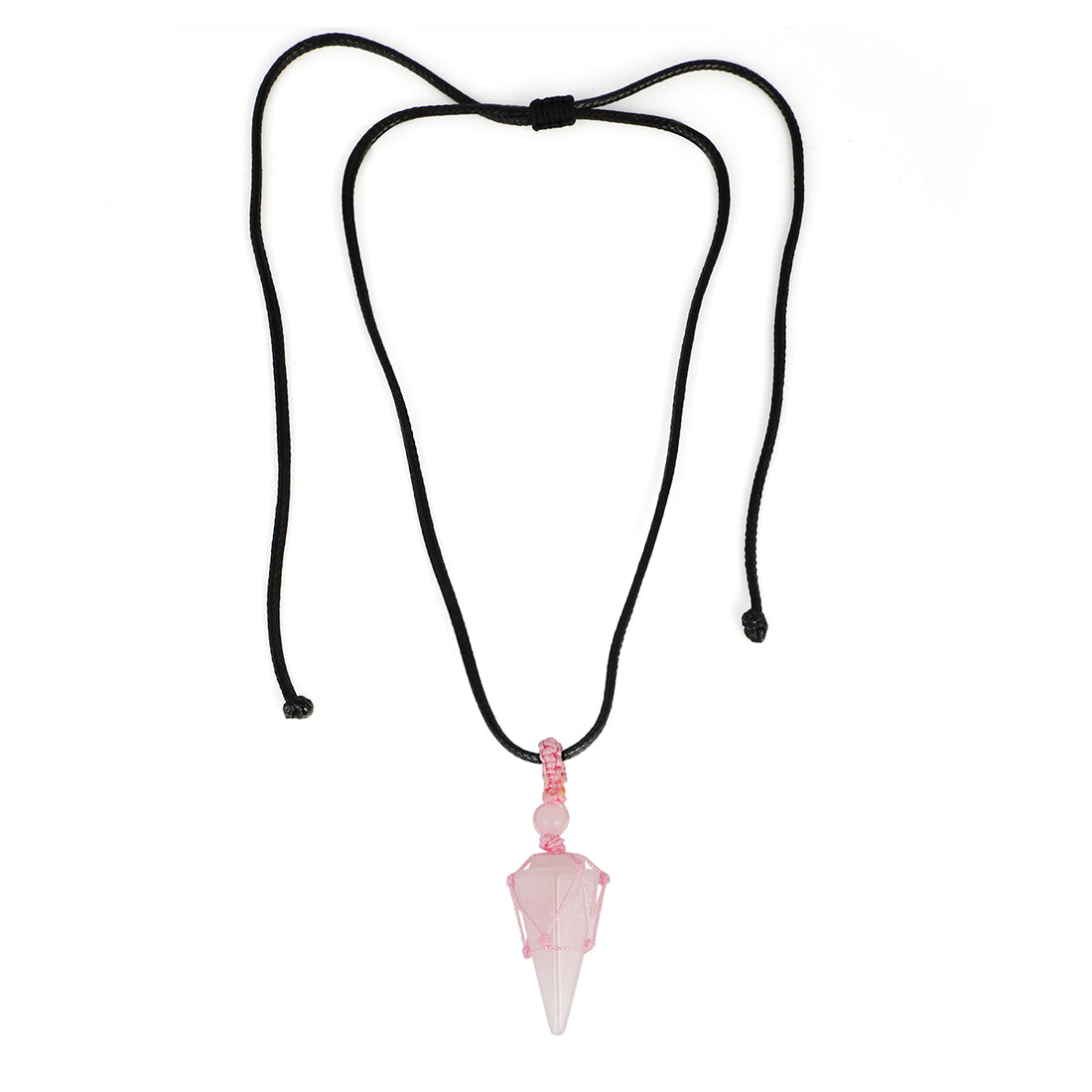 Rose Quartz Pendulum Pendant Macrame Wrapped Necklace