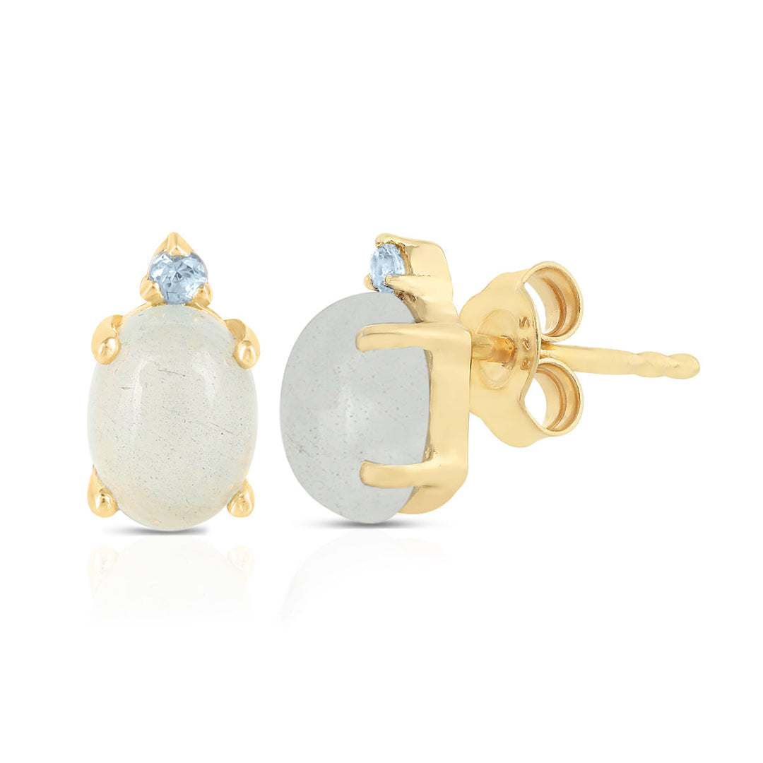 Aquamarine with Santa Maria Silver Stud Earrings