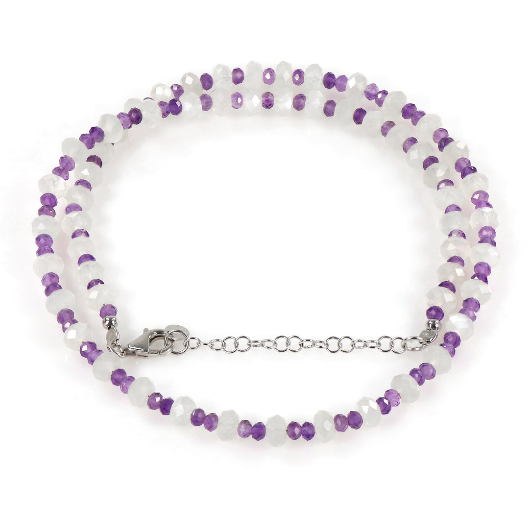 Moonstone and Amethyst Silver Necklace