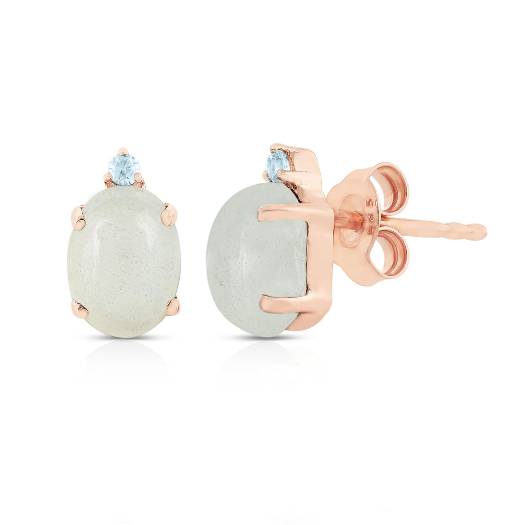 Aquamarine with Santa Maria Silver Stud Earrings