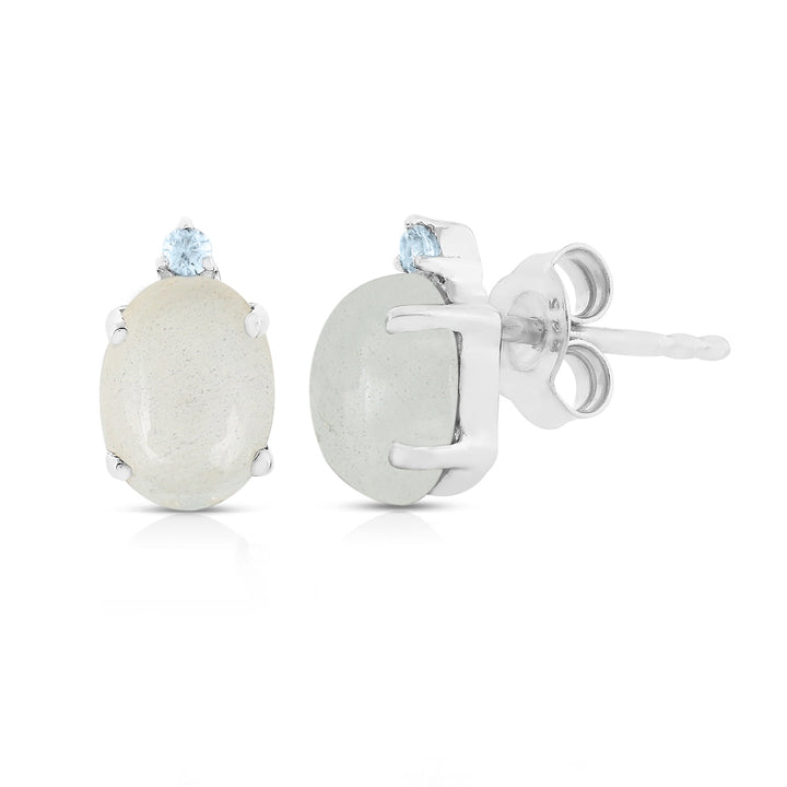 Aquamarine with Santa Maria Silver Stud Earrings