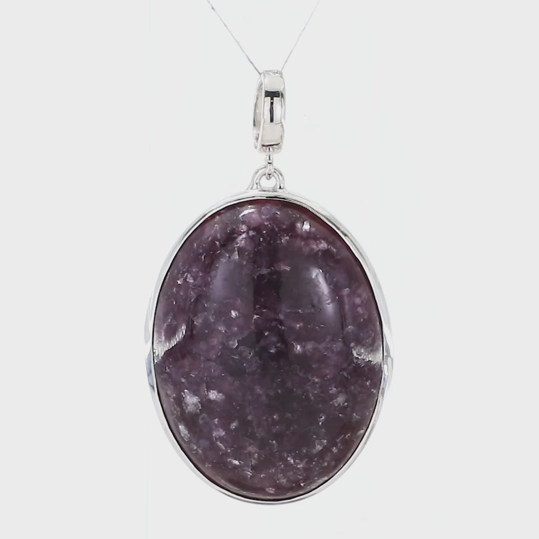 Lepidolite Unisex Silver Pendant