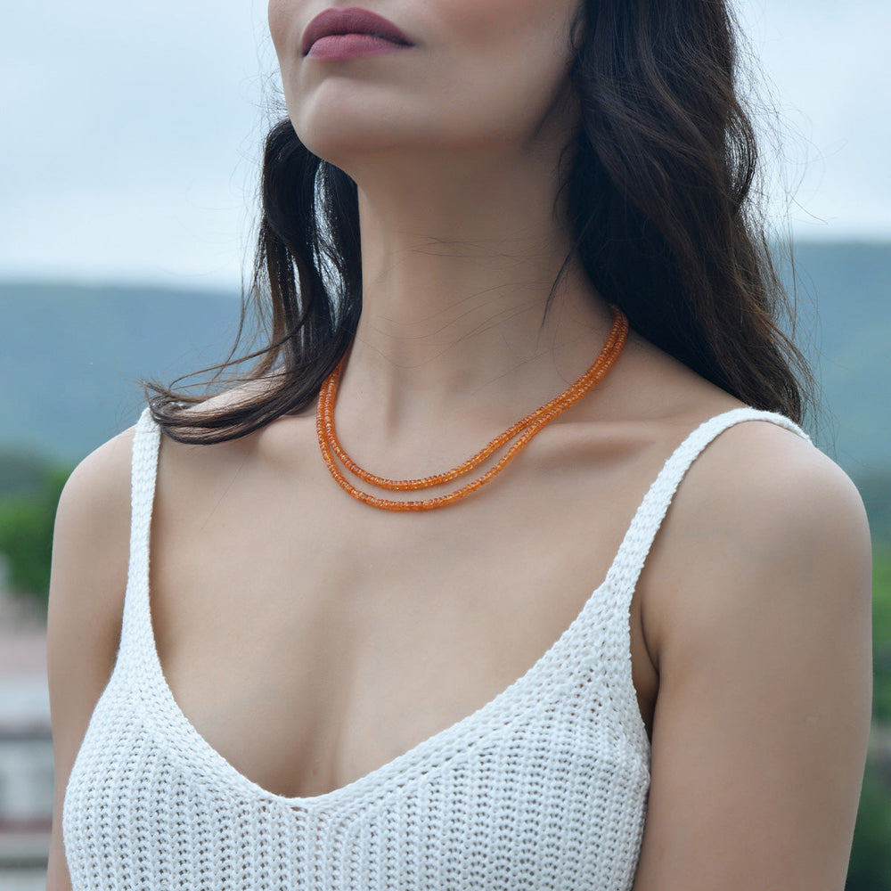 Mandarin Garnet Layered Silver Necklace