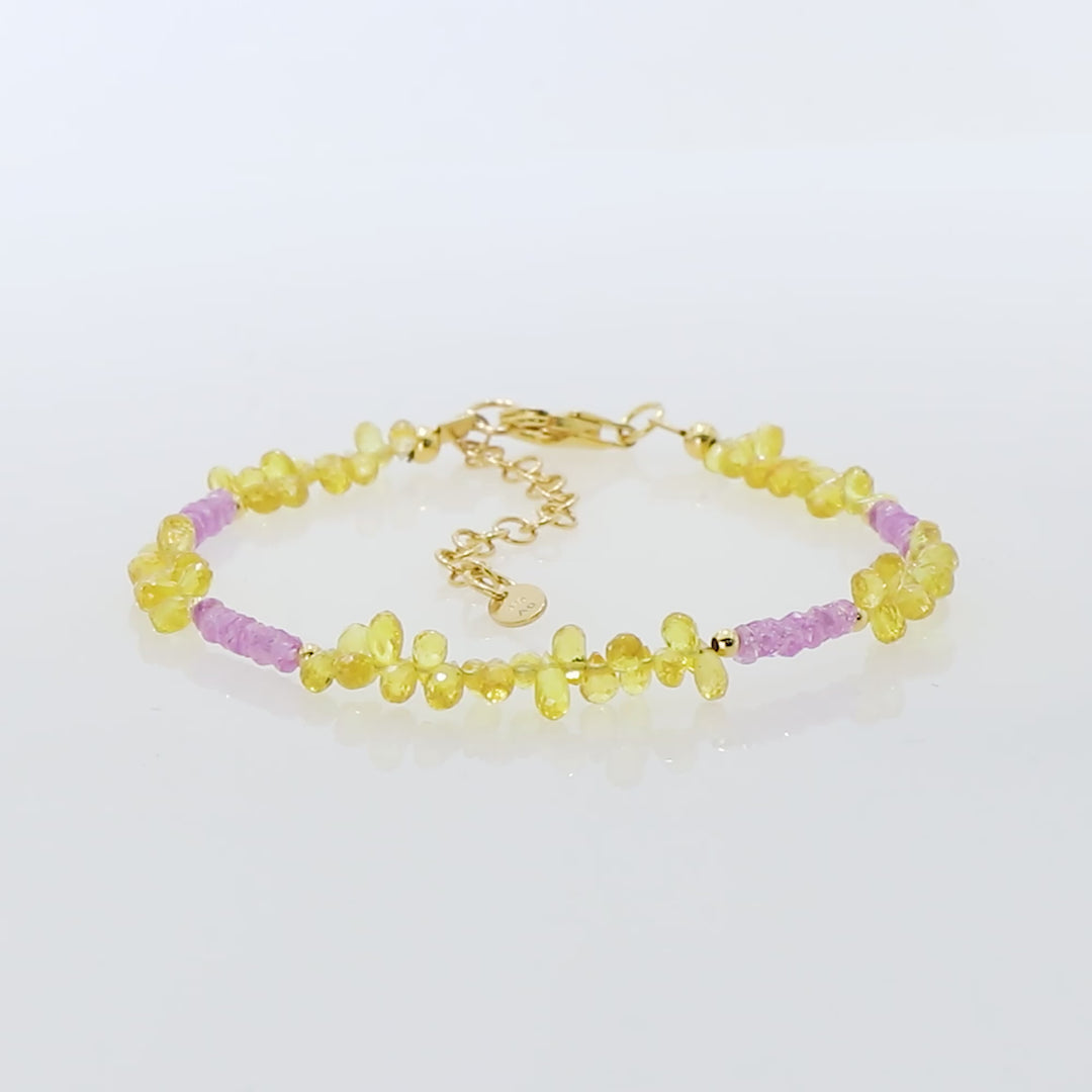 Yellow and Pink Sapphire Silver Bracelet