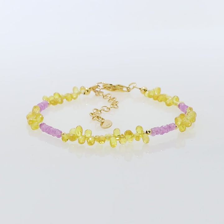 Yellow and Pink Sapphire Silver Bracelet