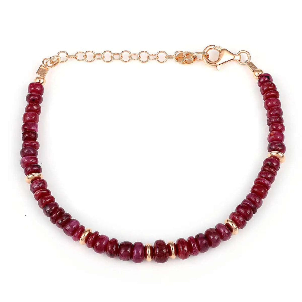 925 Sterling Silver Ruby Beads Bracelet