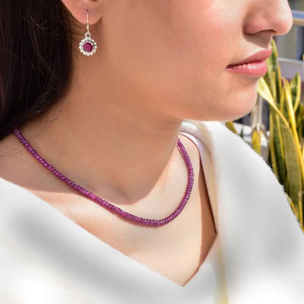 925 Sterling Silver Ruby Necklace