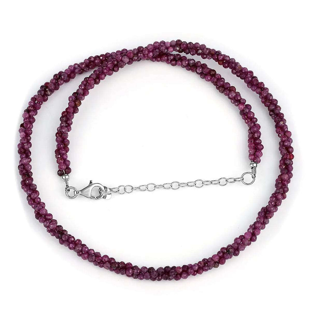 925 Sterling Silver Ruby Rope Necklace