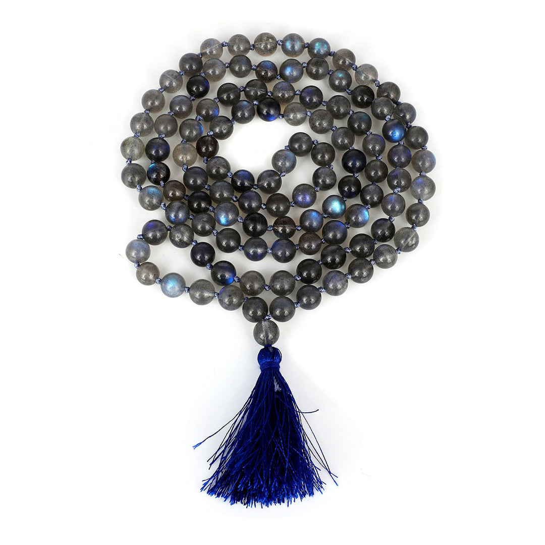 Labradorite Jap Mala 108 Beads Rosary Necklace