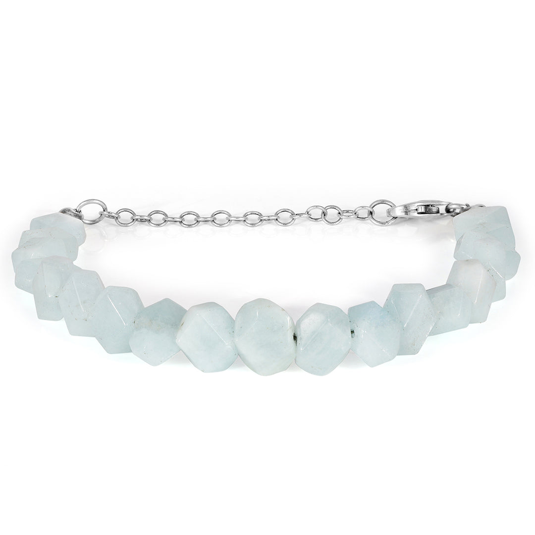 Sterling Silver Aquamarine Beads Bracelet