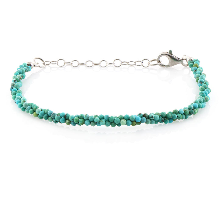 Turquoise Twisted Rope Silver Bracelet