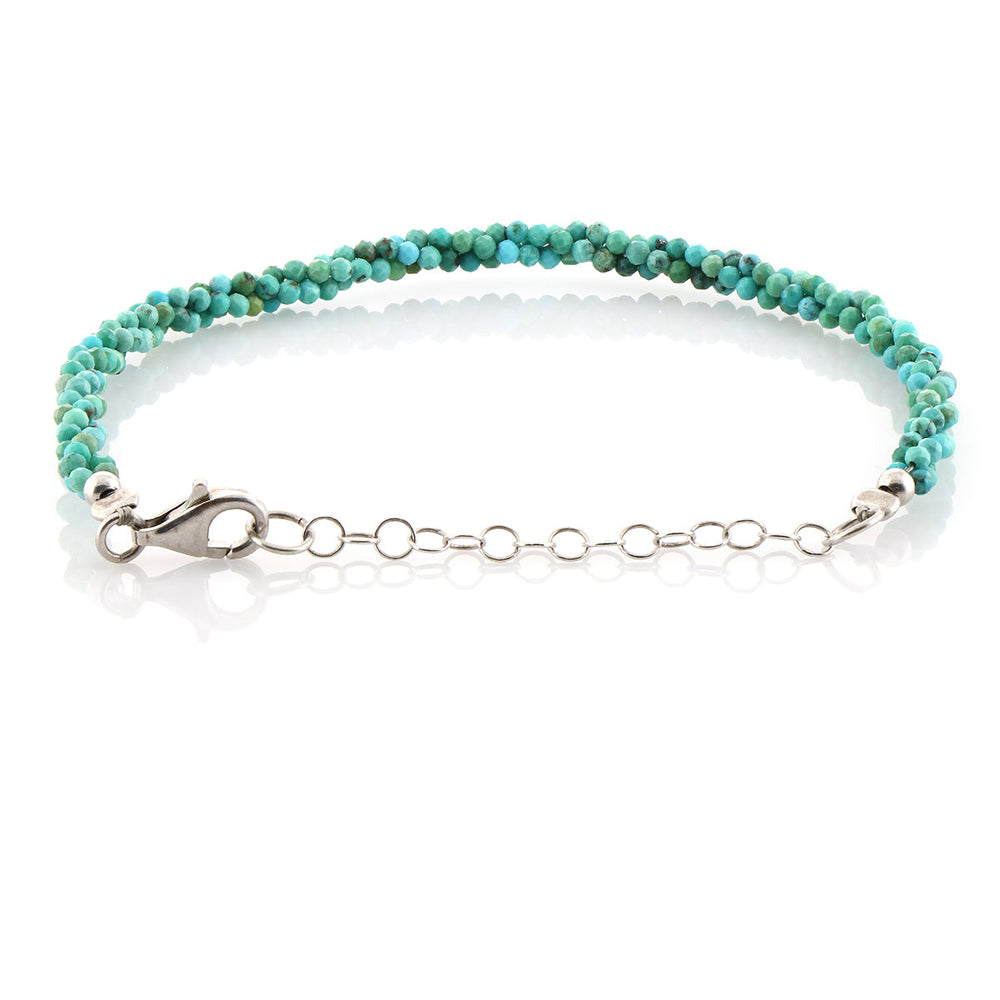 Turquoise Twisted Rope Silver Bracelet